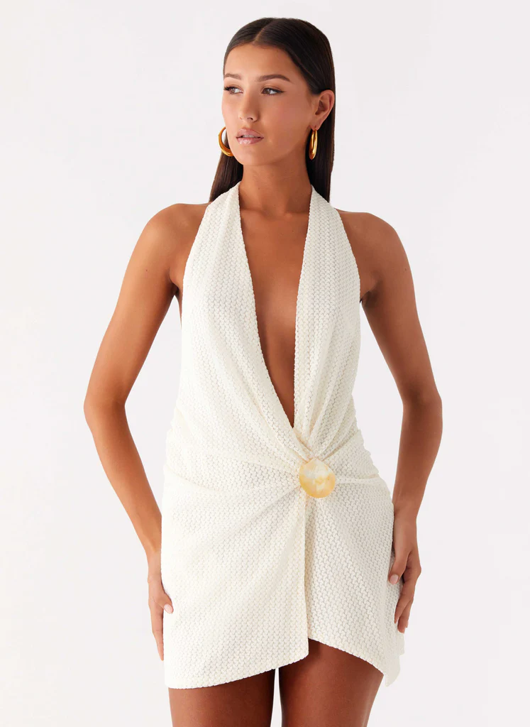 Eleanora - Mini Vestito Scollatura Profonda - Avorio