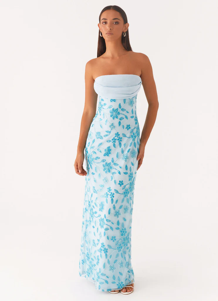 Abito Maxi con Perline Prism - Blu