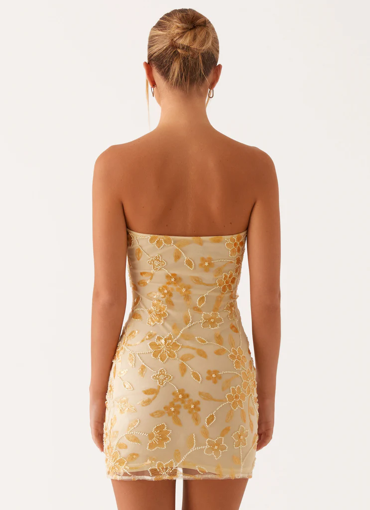 Moorey Abito Mini Con Perline - Giallo