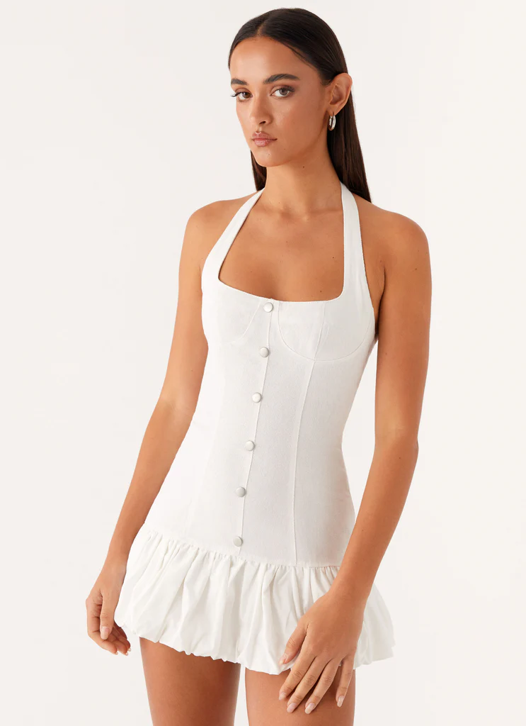 Georgina Denim Mini Dress - Bianco