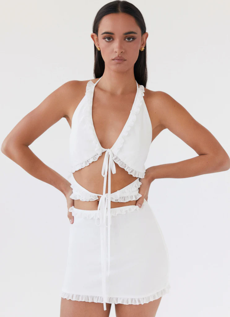 Vestito Mini con Pieghe Love Exchange - Bianco