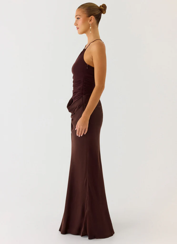Pristin Cupro Maxi Dress - Cool Chocolate