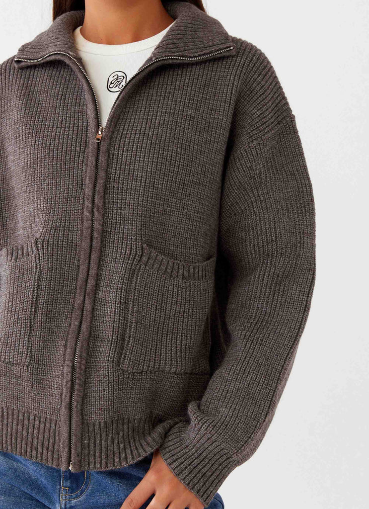 Cardigan oversize con cerniera Common Ground - Grigio