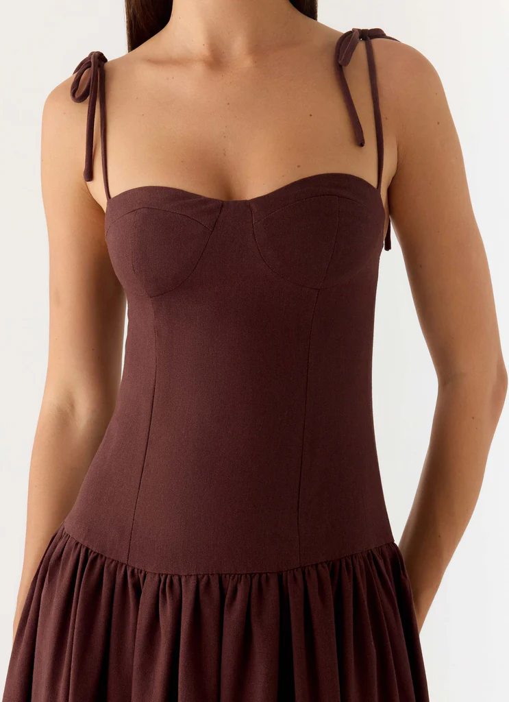 Giovanna Abito Maxi in Lino - Cioccolato Drizzled