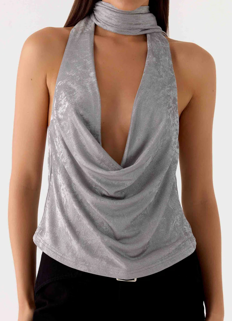 Top a Scialle Luminoso - Argento
