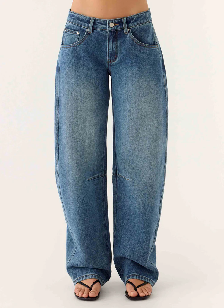 Jeans in Denim a Gamba Alta Stevie - Blu Medio