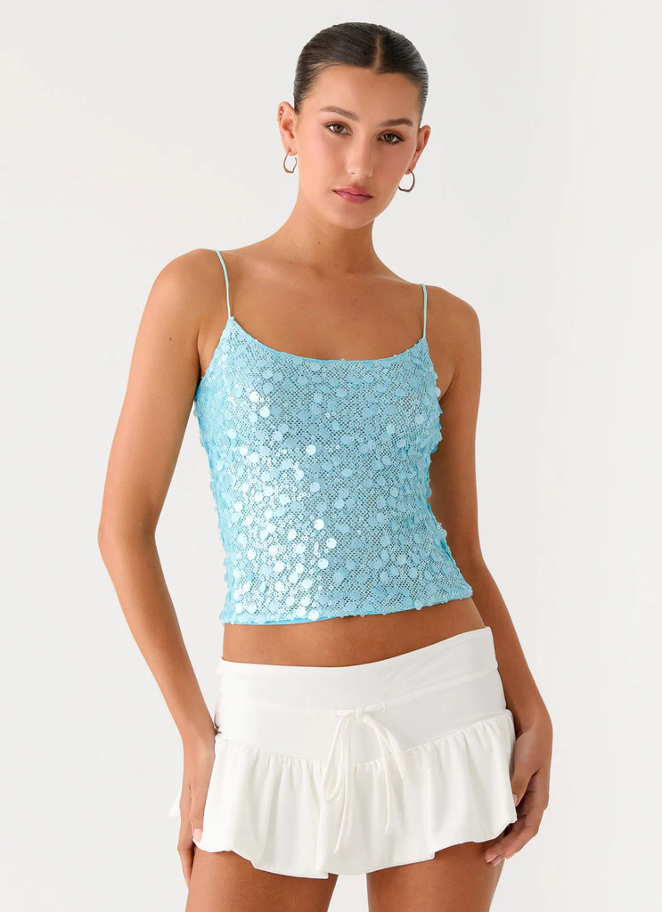 Top in paillettes French Exit - Blu