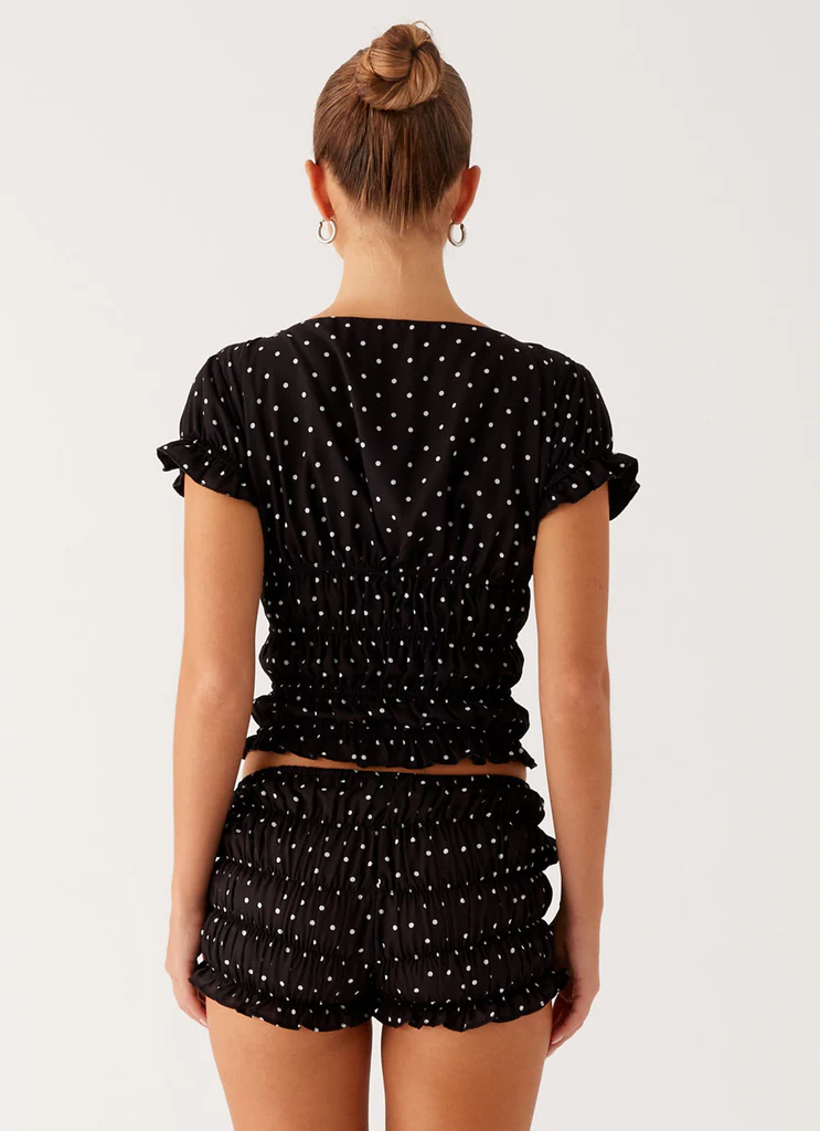 Top Natalia con Ruches - Puntini Neri