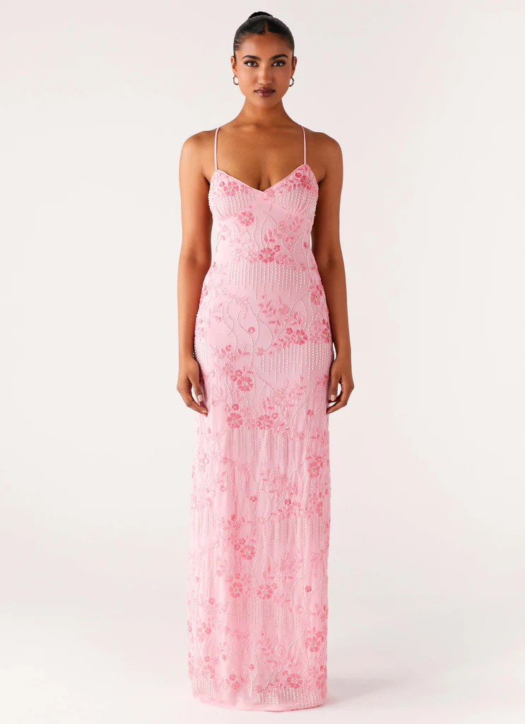 Vestito Maxi in Tulle con Paillettes Vietta - Rosa