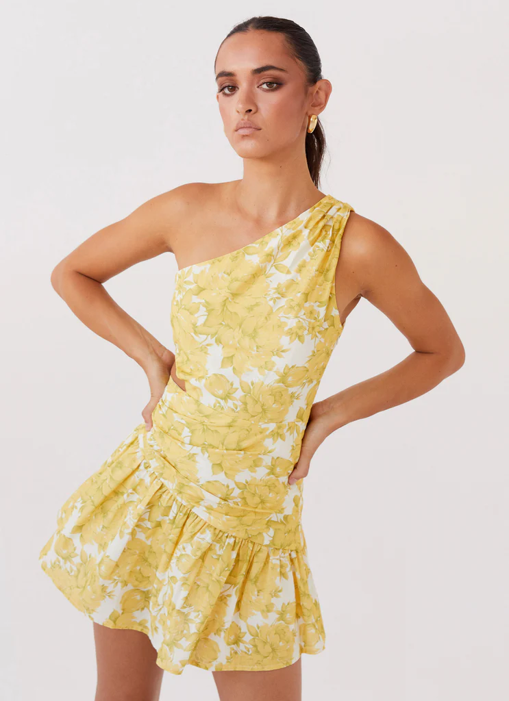 Sunkissed Hearts Vestito Mini a Una Spalla - Nardo