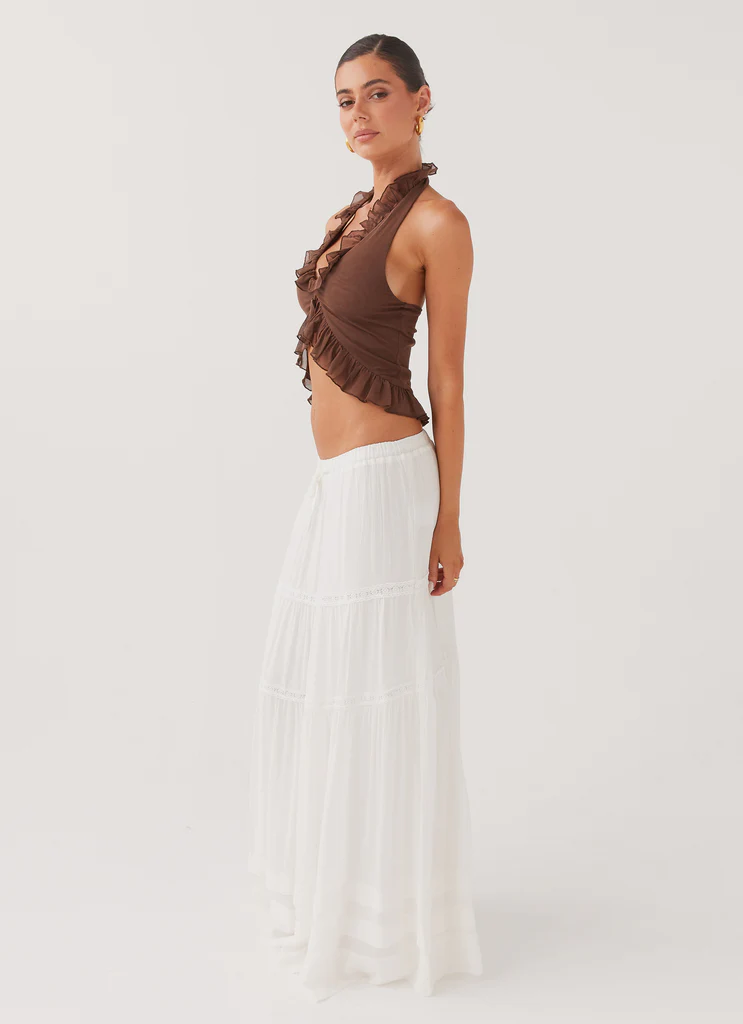 Maxi gonna Moonstone a doppio strato - Bianco