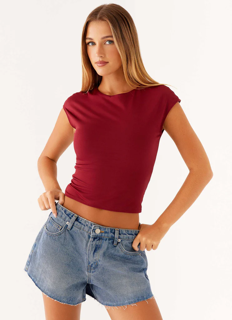 Davie Low Rise Denim Shorts - Blu