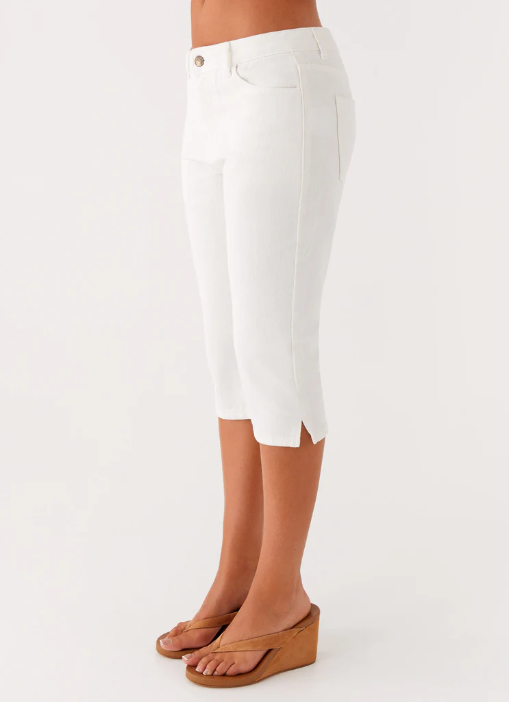 Pantaloni Capri in Denim Rocco - Bianco