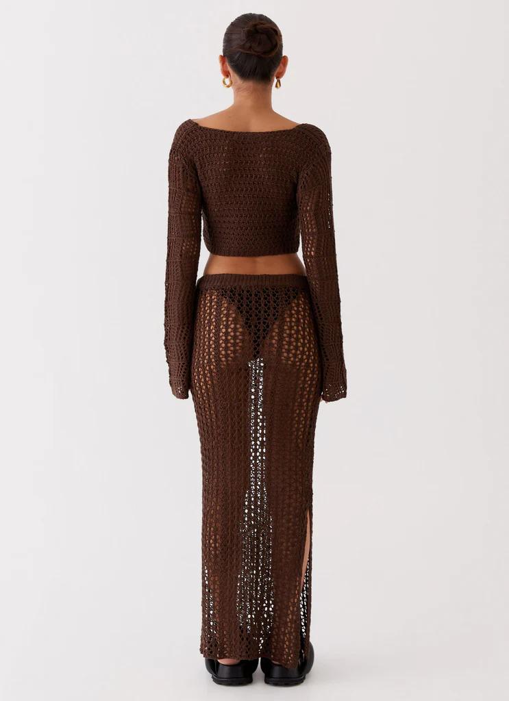 Top a Maniche Lunghe in Pizzo Rosalina - Cioccolato