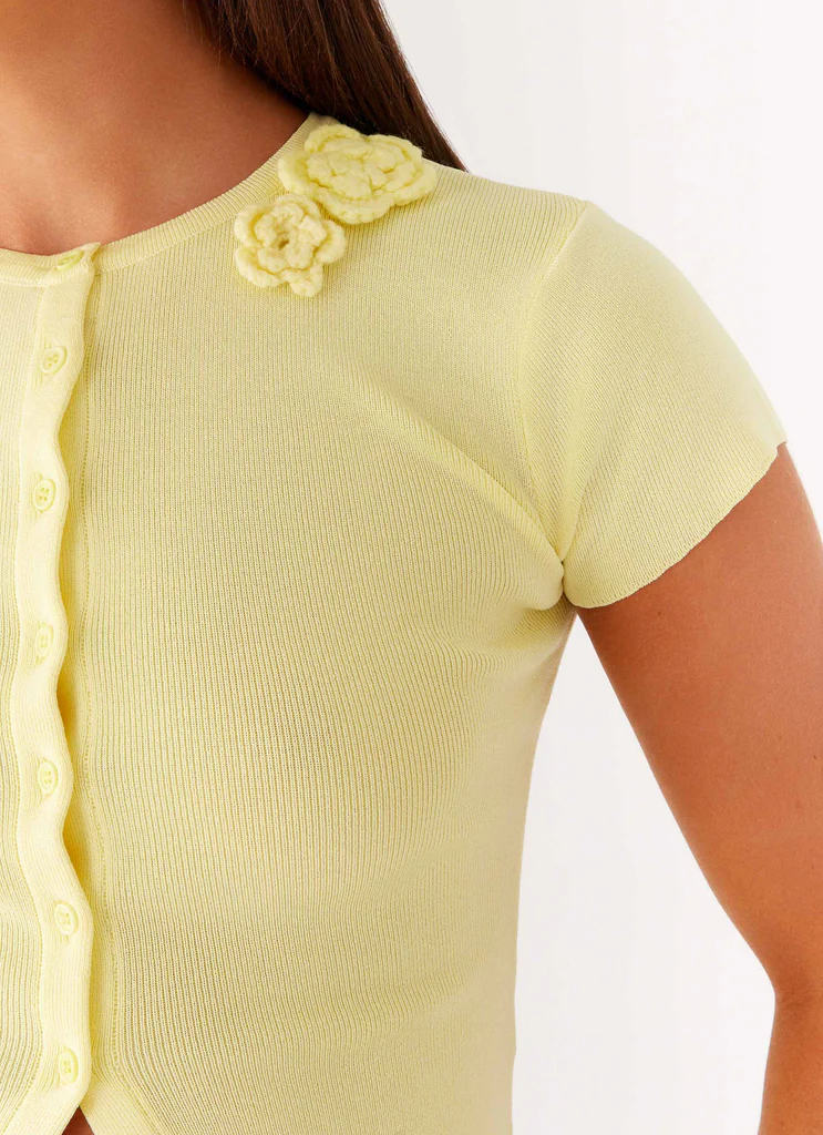 Top in maglina con bottoni Angela - Giallo