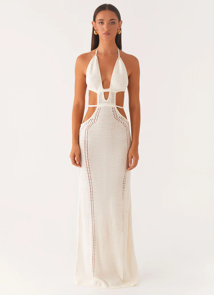 Vestito Maxi All'Aperto in Crochet In Movimento - Bianco