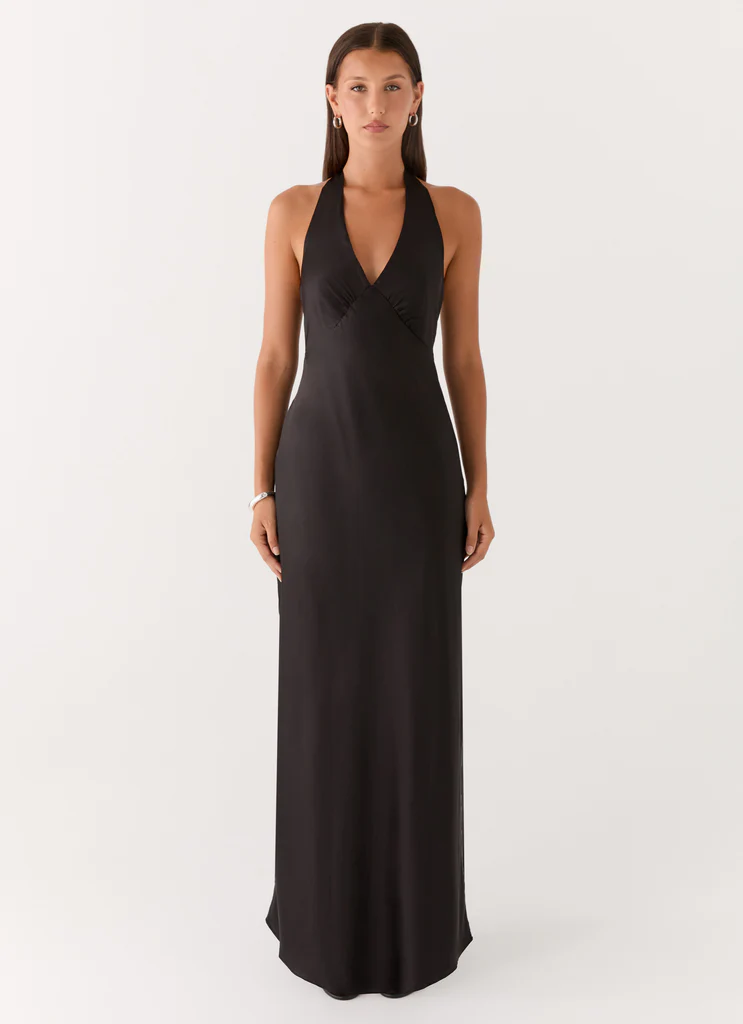 Abito Maxi in Seta Pesante - Nero