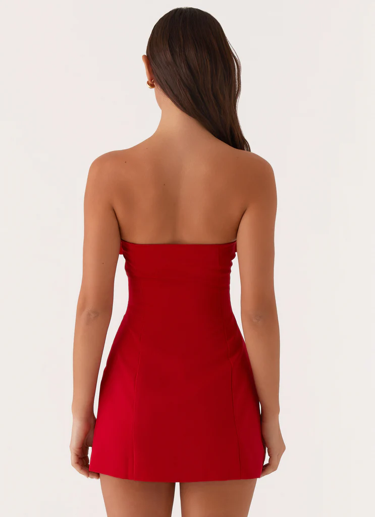Patsie Vestito Mini Senza Spalline - Rosso