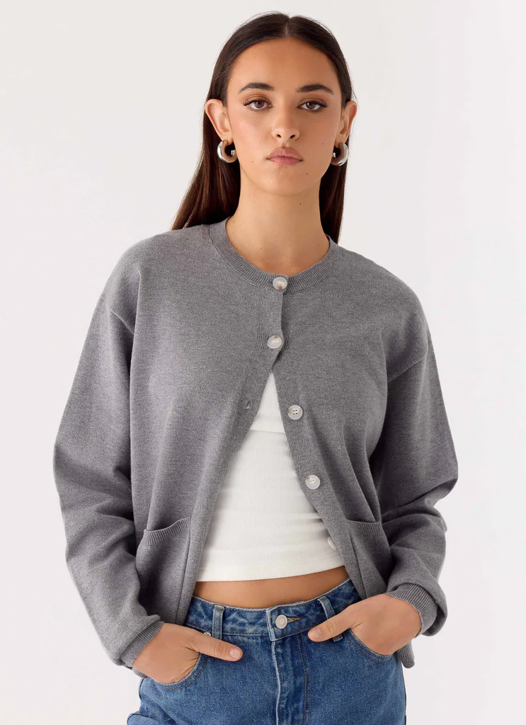 Sean Cardigan Lavorato Svasato - Grigio