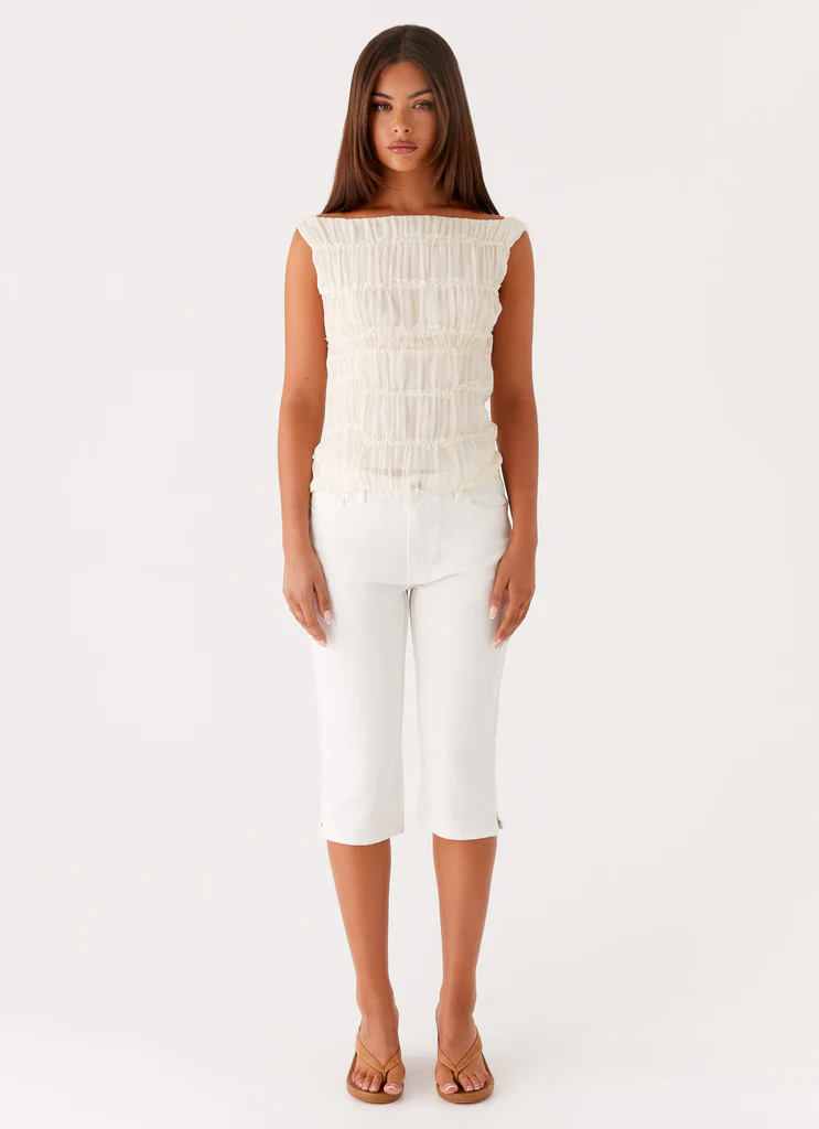 Pantaloni Capri in Denim Rocco - Bianco