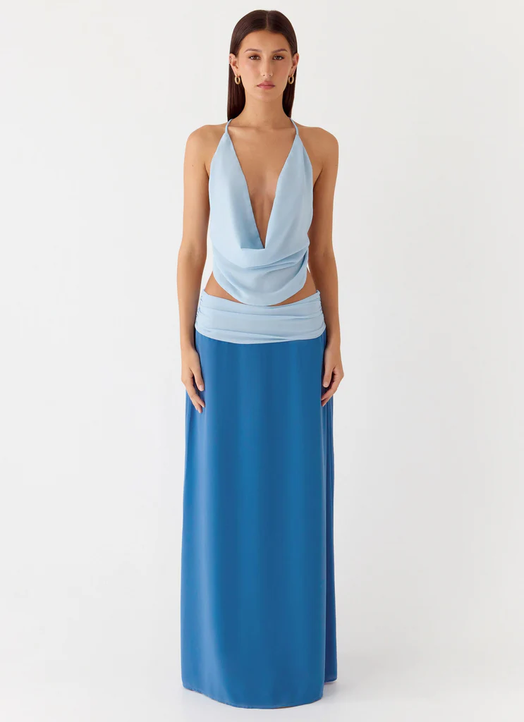 Maxi gonna Blushing Bloom - Azzurro baby