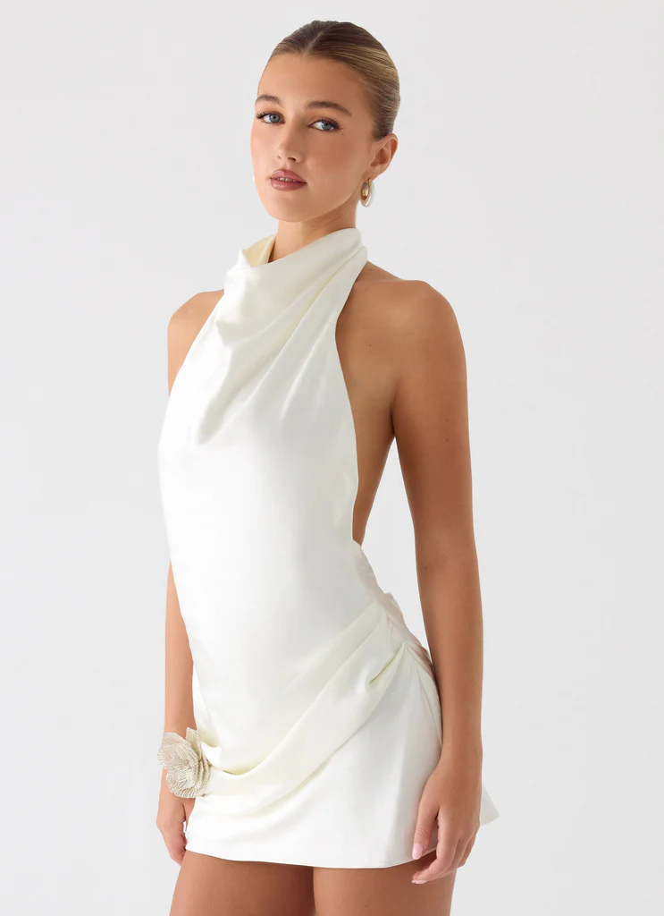 Play It Out Cowl Mini Dress - Avorio