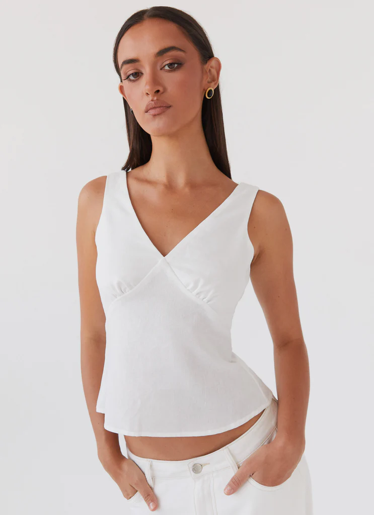 Top in Lino Nori - Bianco