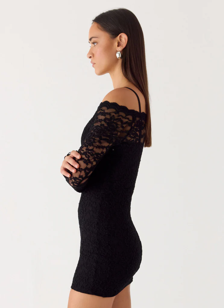 Vestito Mini in Pizzo Just This Once - Nero
