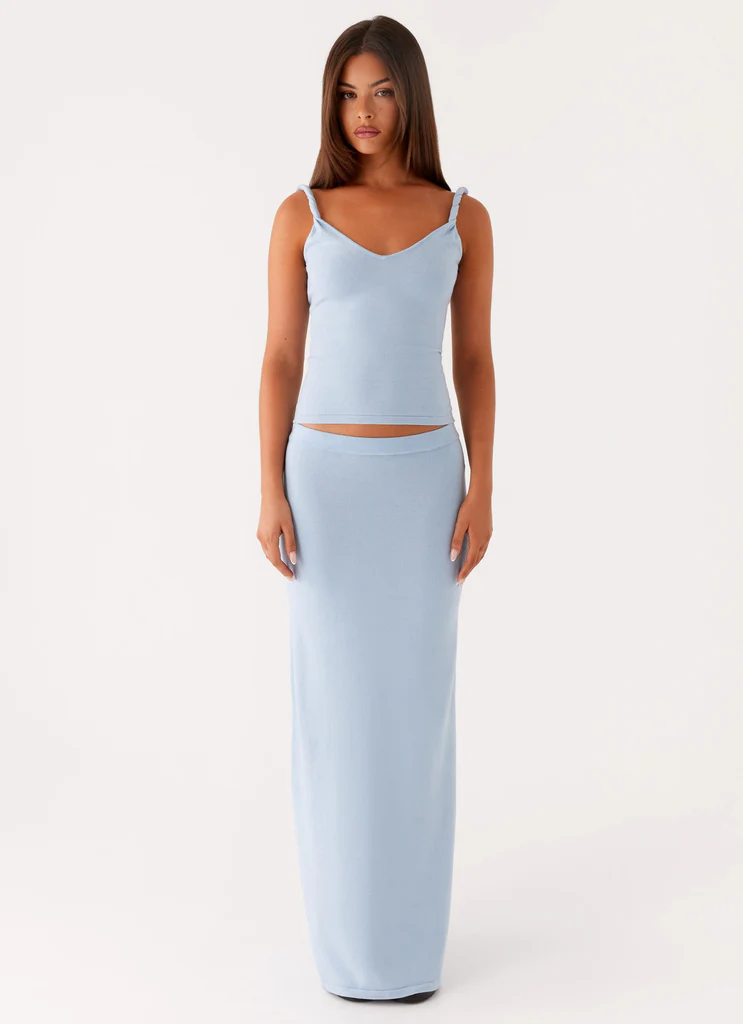 Maxi gonna Anastasia in maglia - Blu