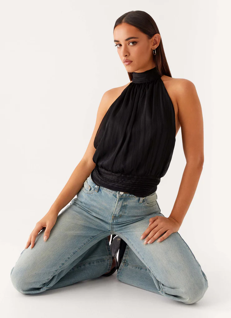 Top in Chiffon di Salice - Nero
