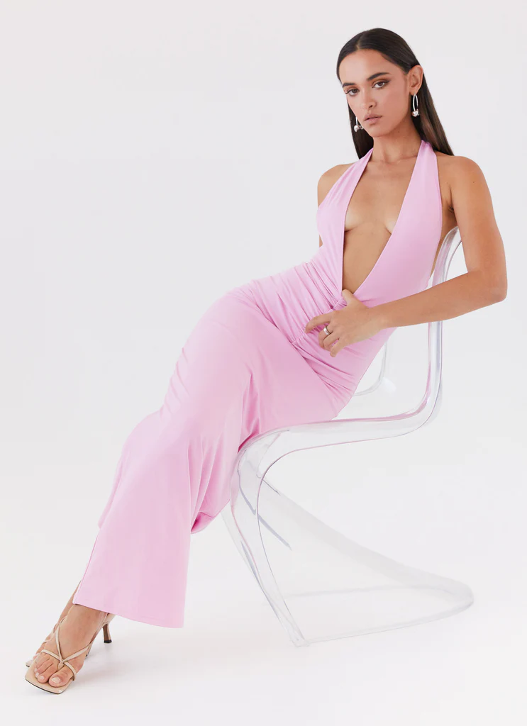 Abito Maxi con Spalline a Girocollo Whisked Away - Rosa