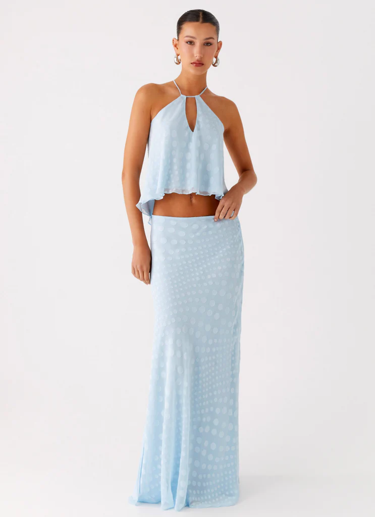 Mena Chiffon Spot Maxi Skirt - Blu