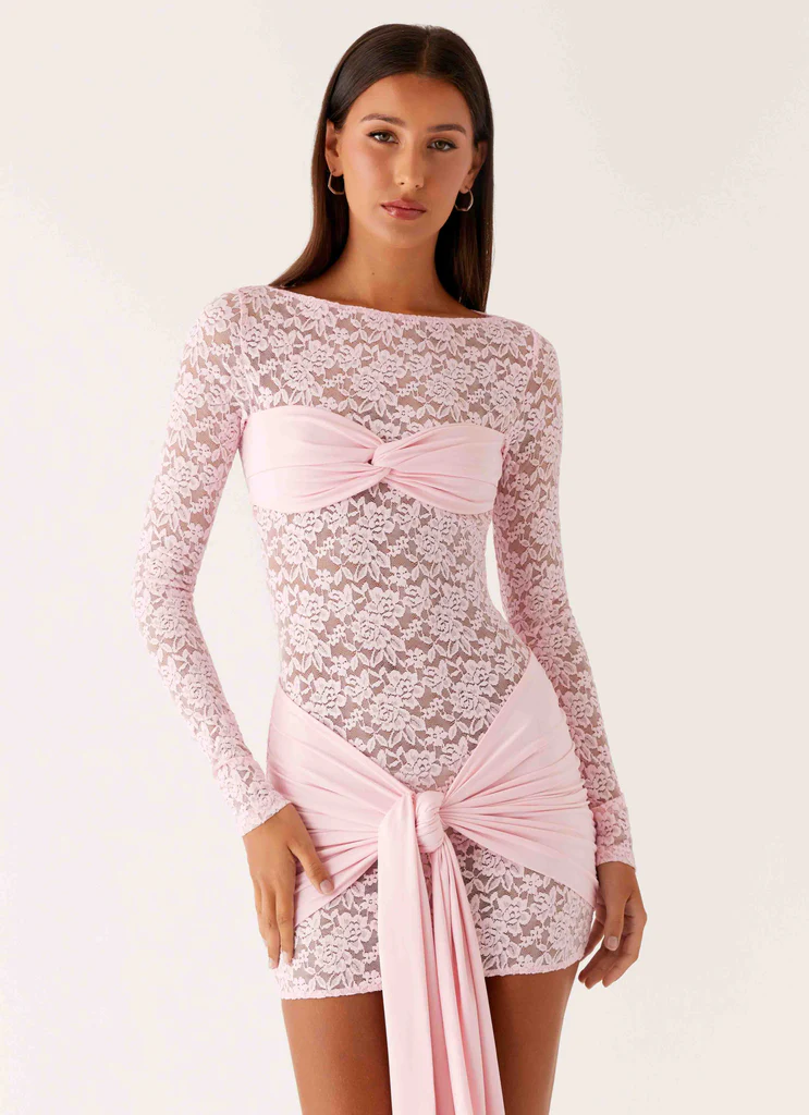 Vestito Mini a Maniche Lunghe Consie - Rosa