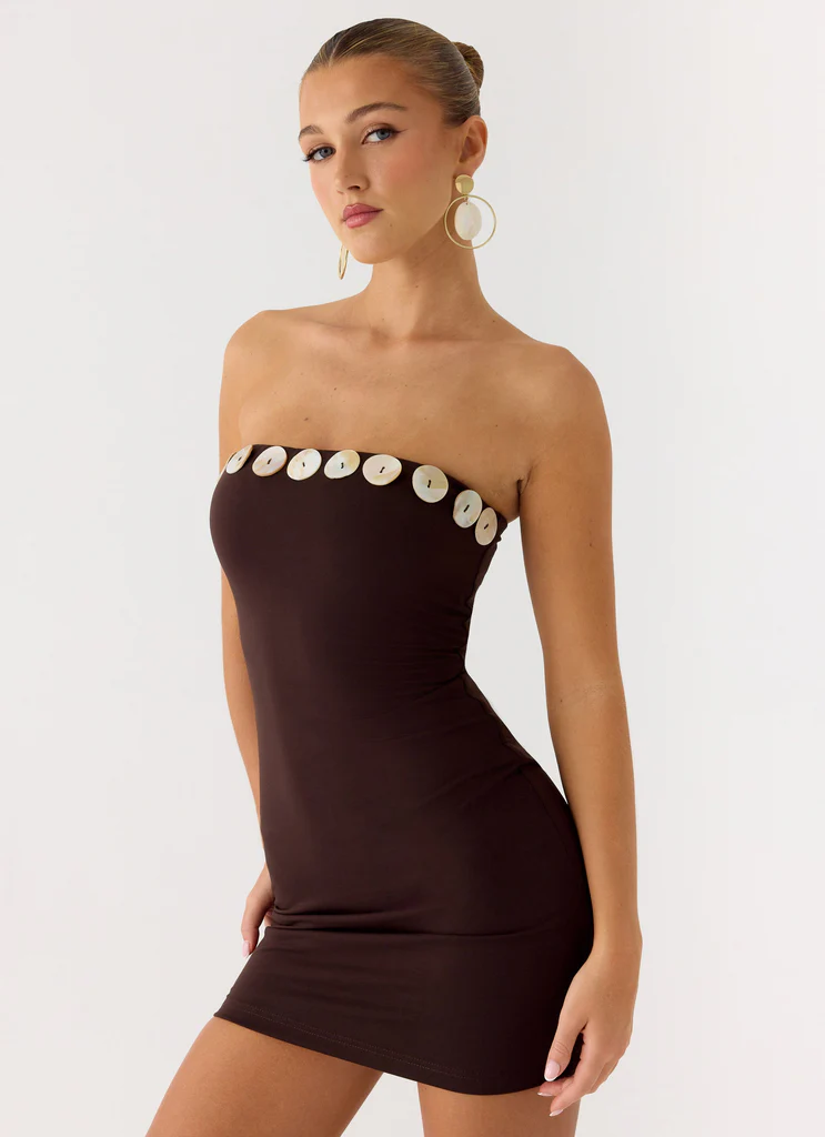 Leroy Button Mini Dress - Cioccolato
