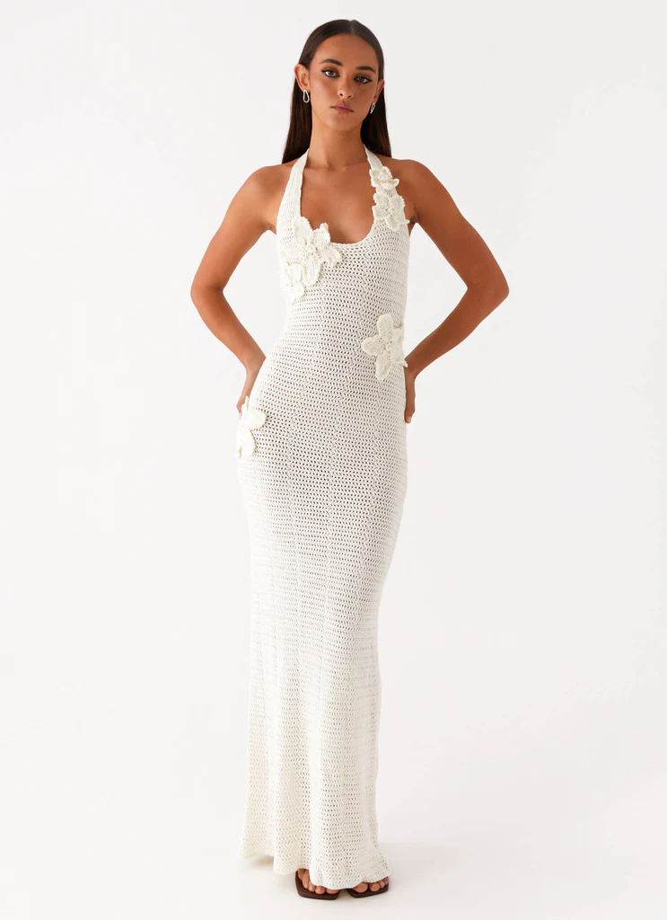 Novalee Flower Crochet Maxi Dress - Avorio