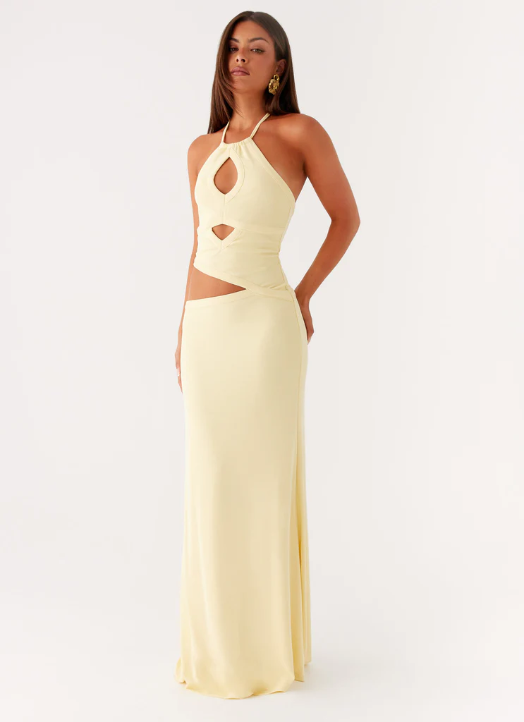 Abito Maxi con Tagliature Lanah - Giallo