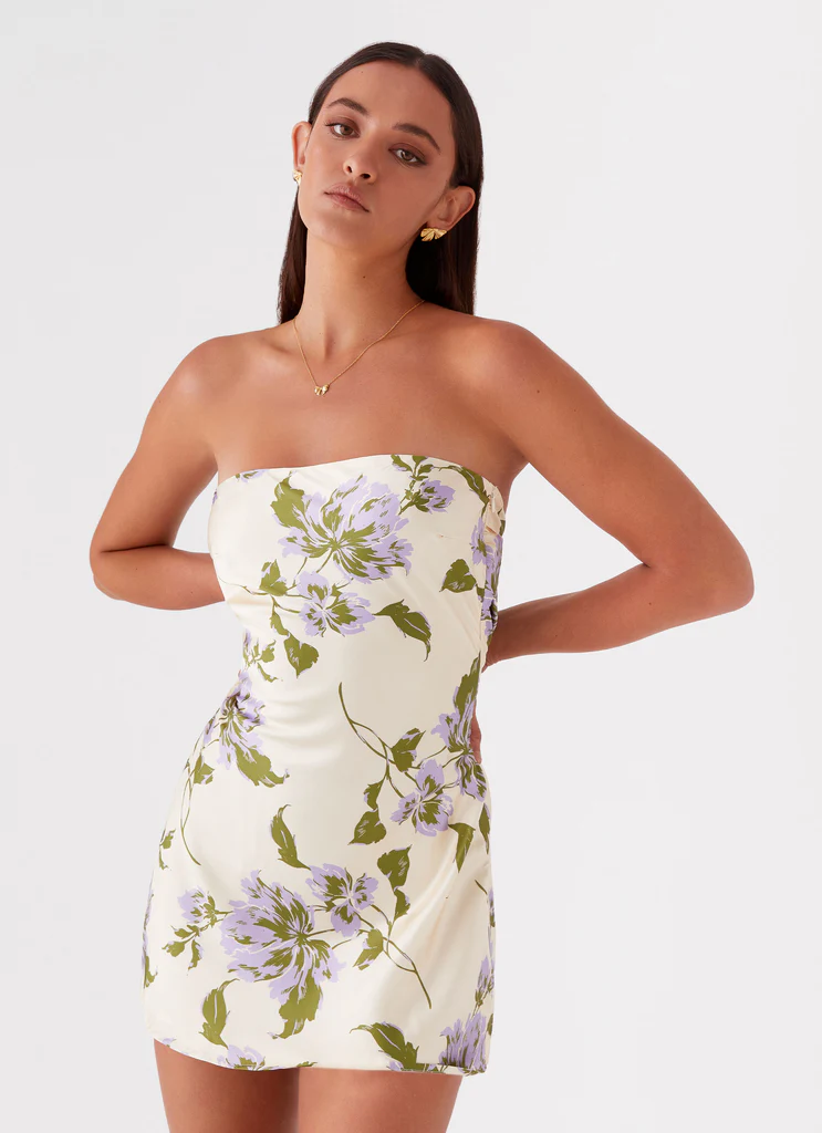 Vestito Mini in Seta Jamie - Fiori Gialli e Viola