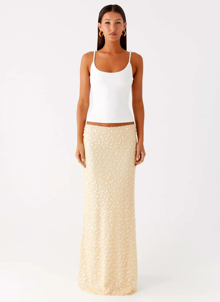 Vera gonna Maxi Skirt con Paillettes - Giallo