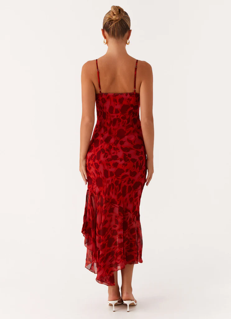 Sally Midi Dress - Fiore Rosso Scuro
