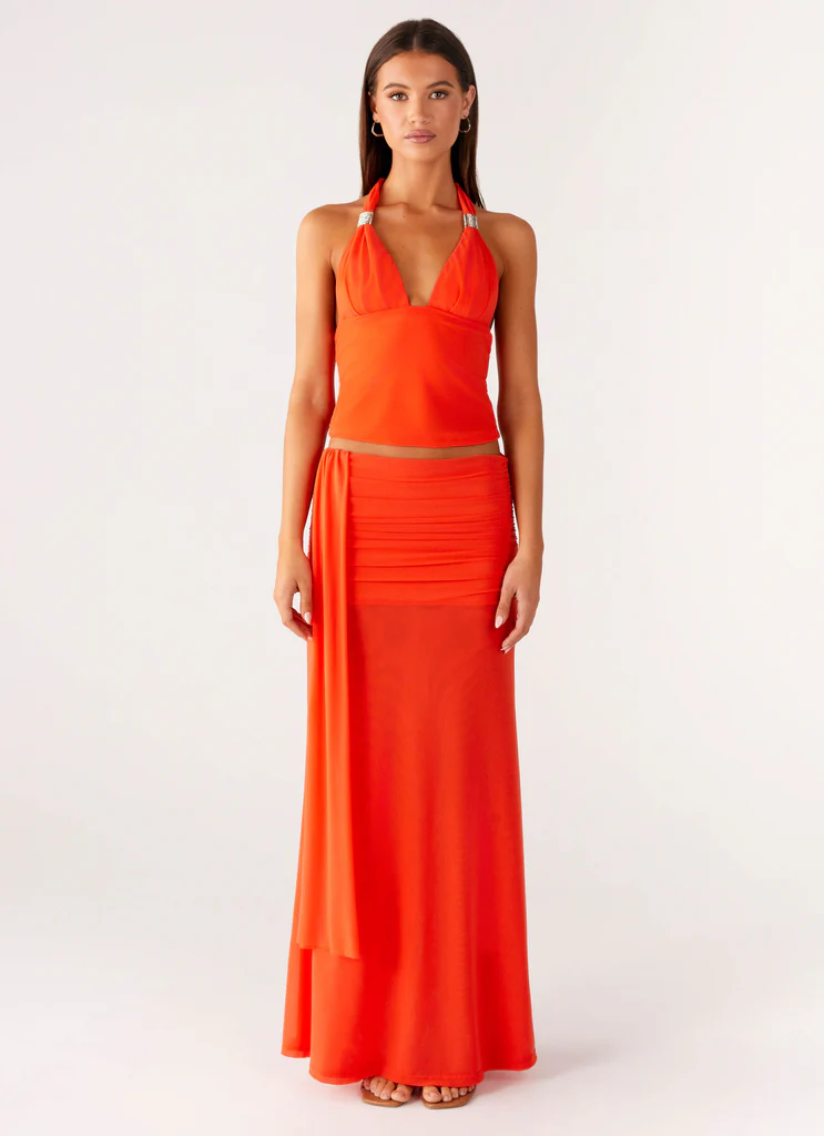 Blaze Maxi Skirt - Rosso Fuoco