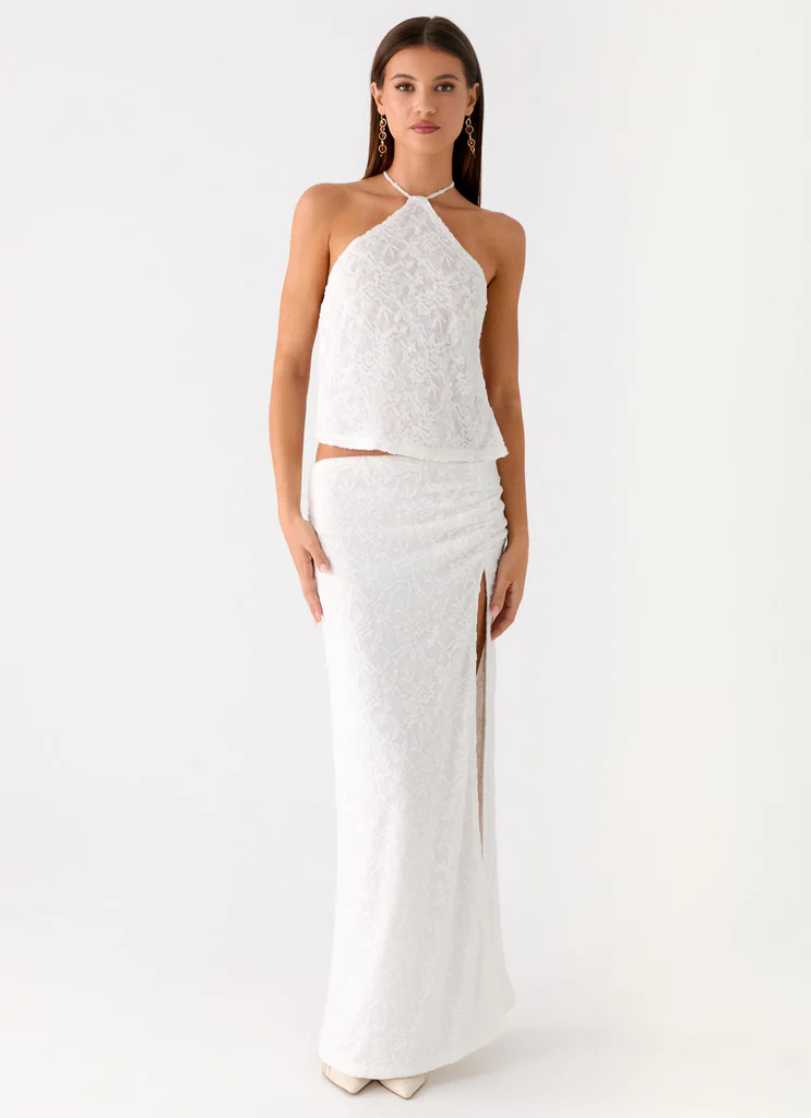 Top Jacquard Senza Schienale Griff - Bianco