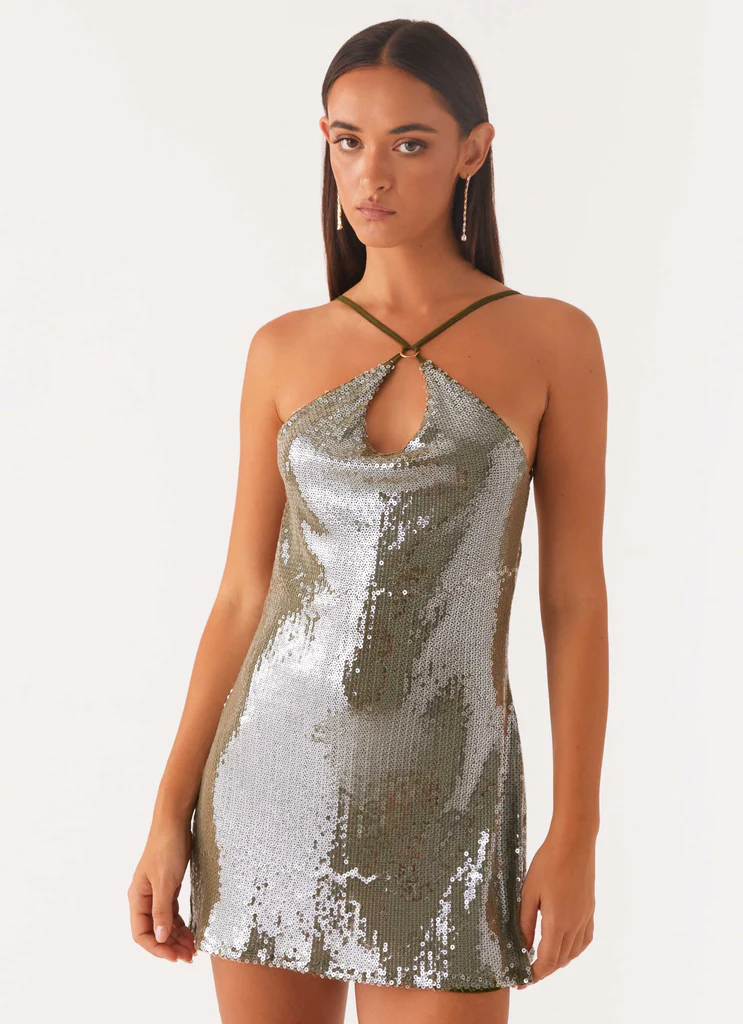 Vestito Mini a Spalle Scoperte Radiant Energy - Oliva