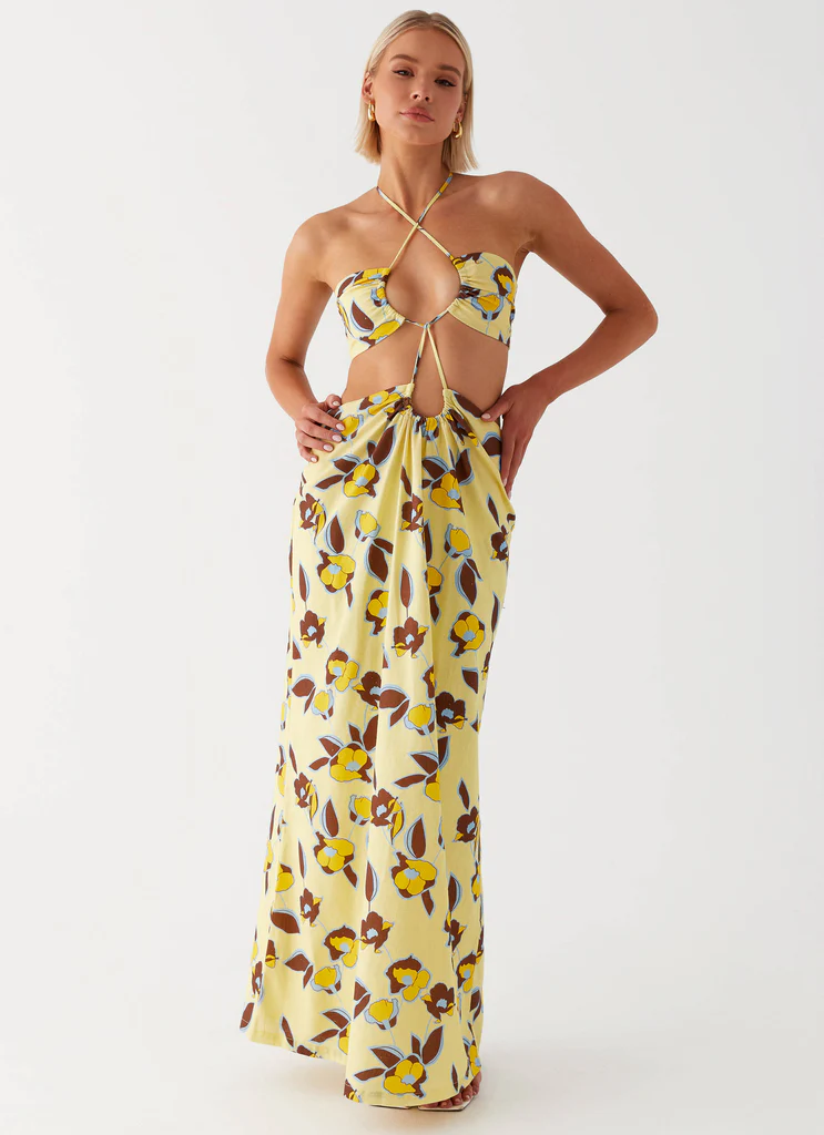 Abito Maxi in Lino Nora - Primrose