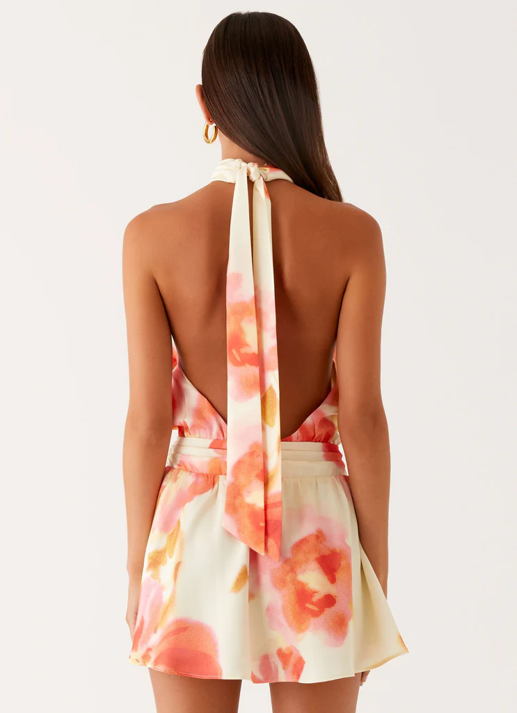 Vestito Mini Senza Schienale Diablo - Fioritura di Mimosa