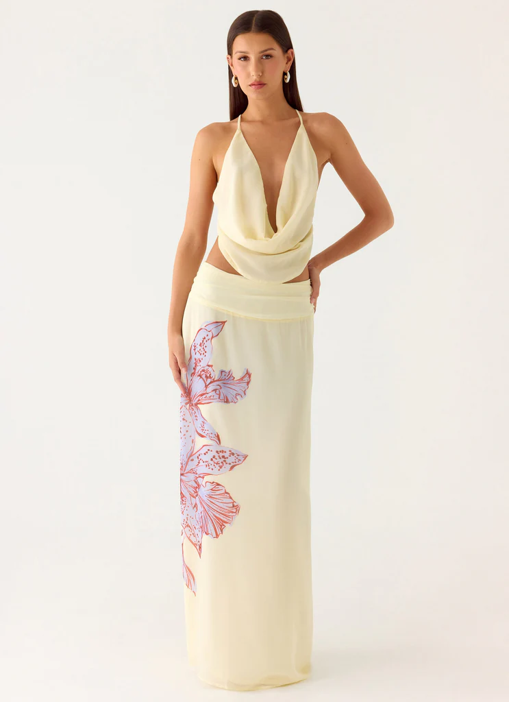 Maxi gonna Blushing Bloom - Fiore Viola
