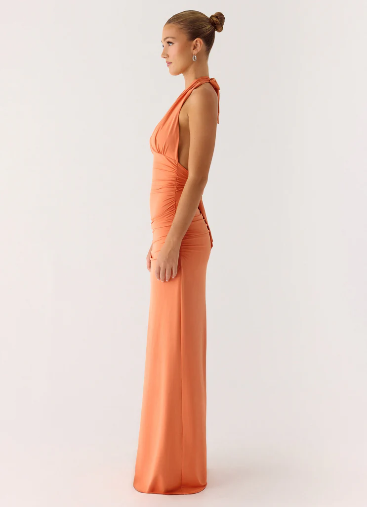 Abito Maxi a Spalline Ilaria - Arancione
